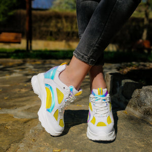 Дамски кецове на платформа Whitney - White/Yellow
