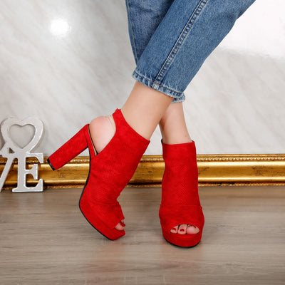 Дамски сандали на ток  Vicky - Red