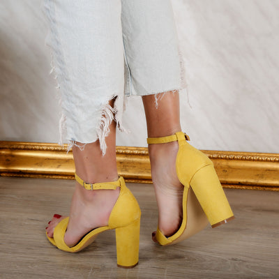 Дамски сандали на ток Melina - Yellow
