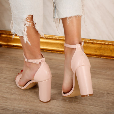 Дамски сандали на ток Delinda - Pink