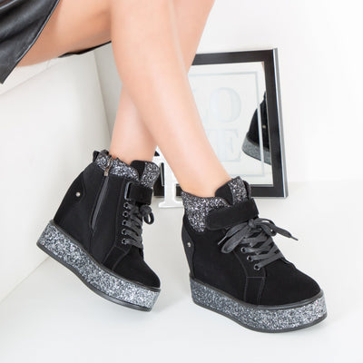 Дамски кецове на платформа Nora - gun