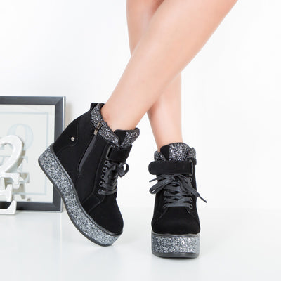 Дамски кецове на платформа Nora - gun