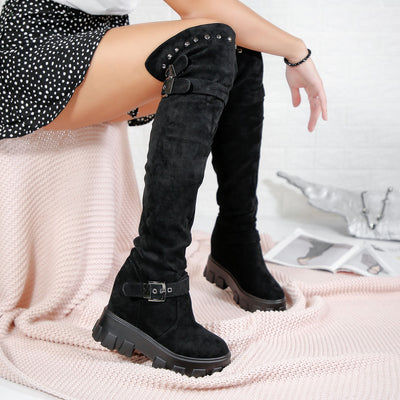 Дамски чизми на платформа Macie - Black