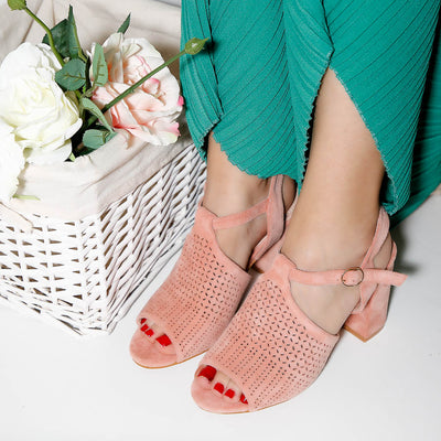 Дамски сандали на ток Stilena - Pink