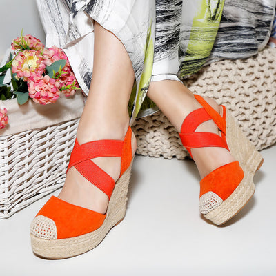 Дамски сандали на платформа Elba - Orange