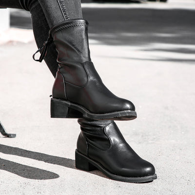Дамски боти Miara - Black Leather
