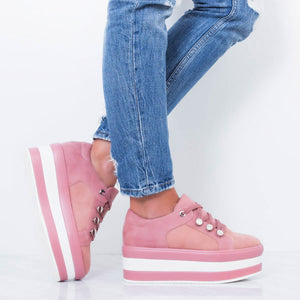 Дамски кецове на платформа Arisona - Pink