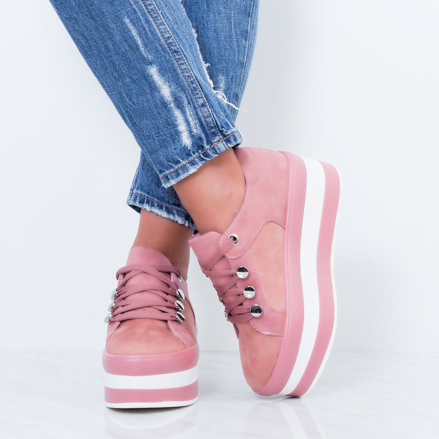 Дамски кецове на платформа Arisona - Pink