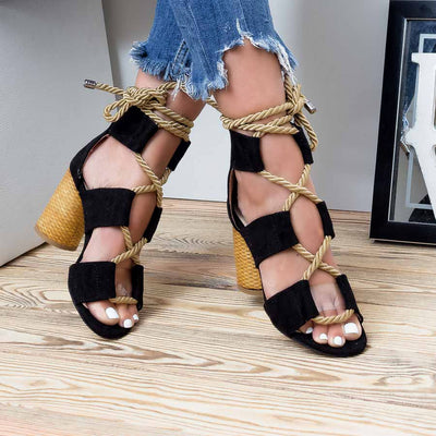 Дамски сандали на ток Constance - Black
