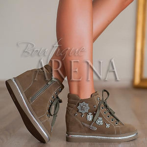 Дамски кецове на платформа Holly Khaki 