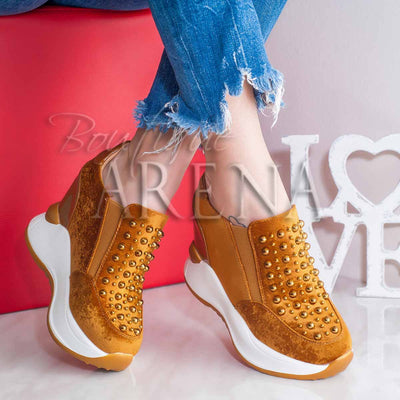 Дамски кецове на платформа Betina - caramel tan