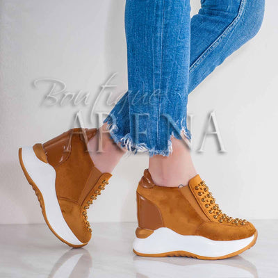 Дамски кецове на платформа Betina - caramel tan