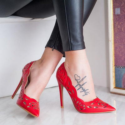 Дамски обувки на ток INDIRA - Red