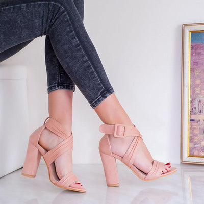 Дамски сандали на ток LANE – Pink