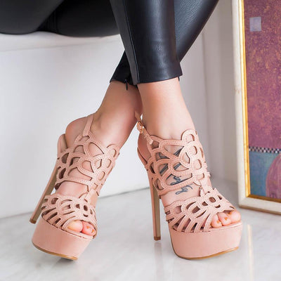Дамски сандали на ток Malisa - pink