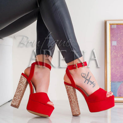 Дамски сандали на ток Nela - Red