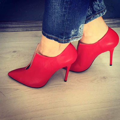 Обувки с ток Alina - Red